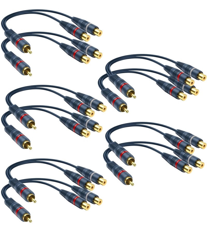 DteeDck 10 Pack RCA Splitter 1 Male 2 Female, RCA Y Splitter Cable Audio Video Splitter Adapter Extension Cord 0.2M/0.65ft for Subwoofer Speaker - Image 1